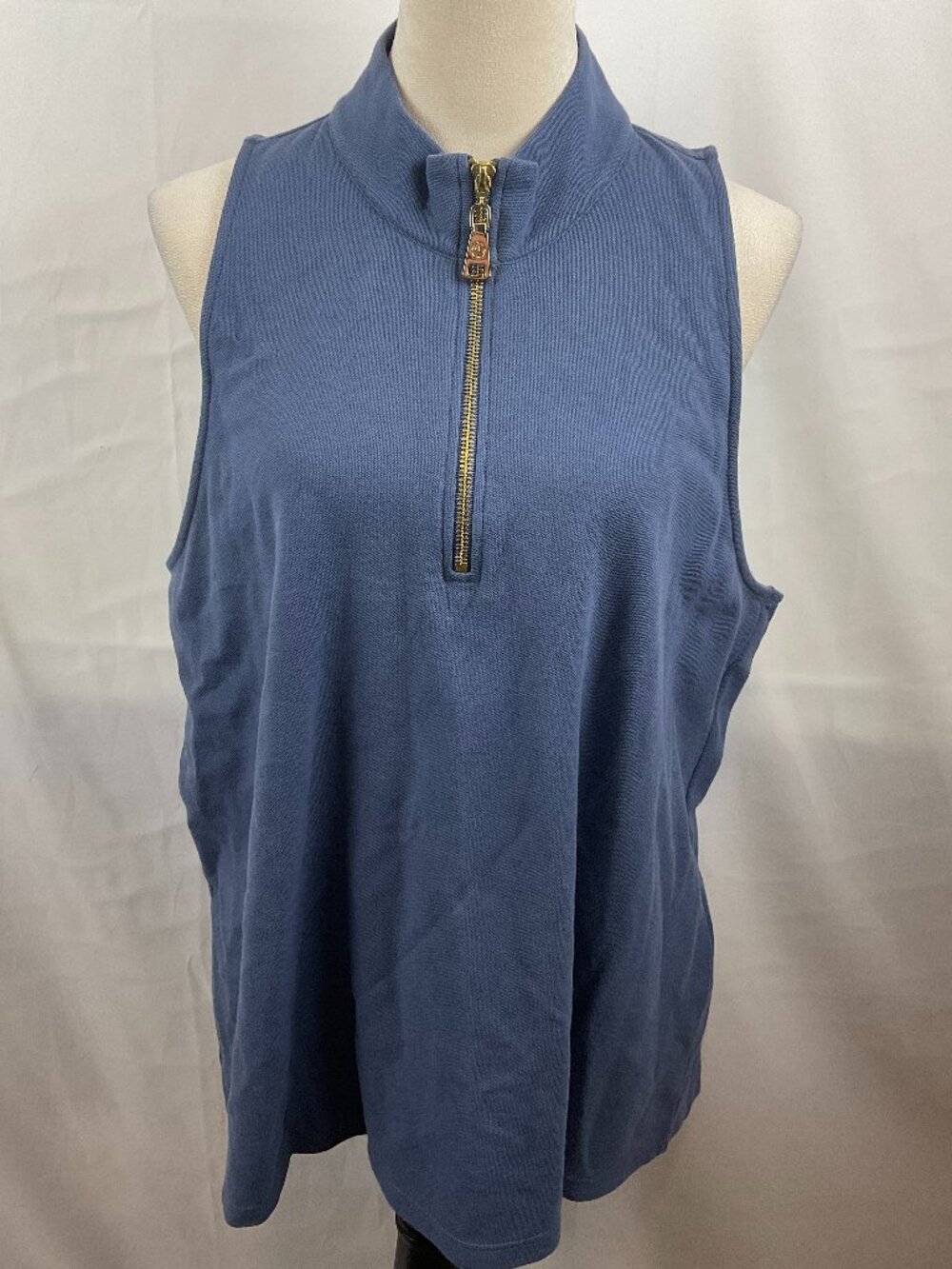 Spartina 449 Sleeveless Top XXL Blue Half Zip